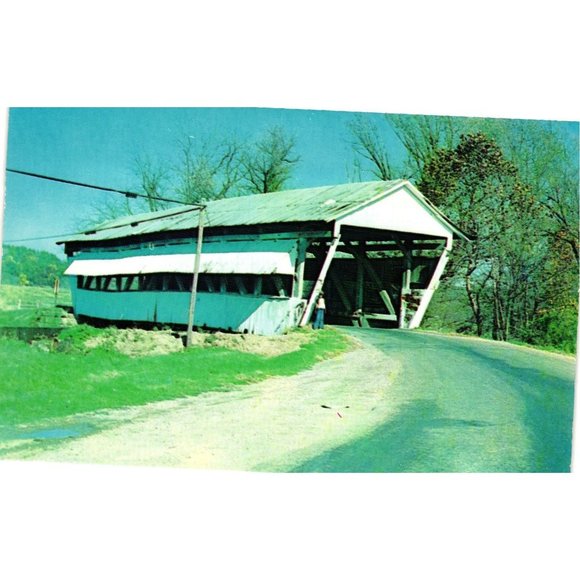 Fairfield County Ohio Hannaway Covered Bridge Postcard Travel Souvenir Unposted - Picture 1 of 2